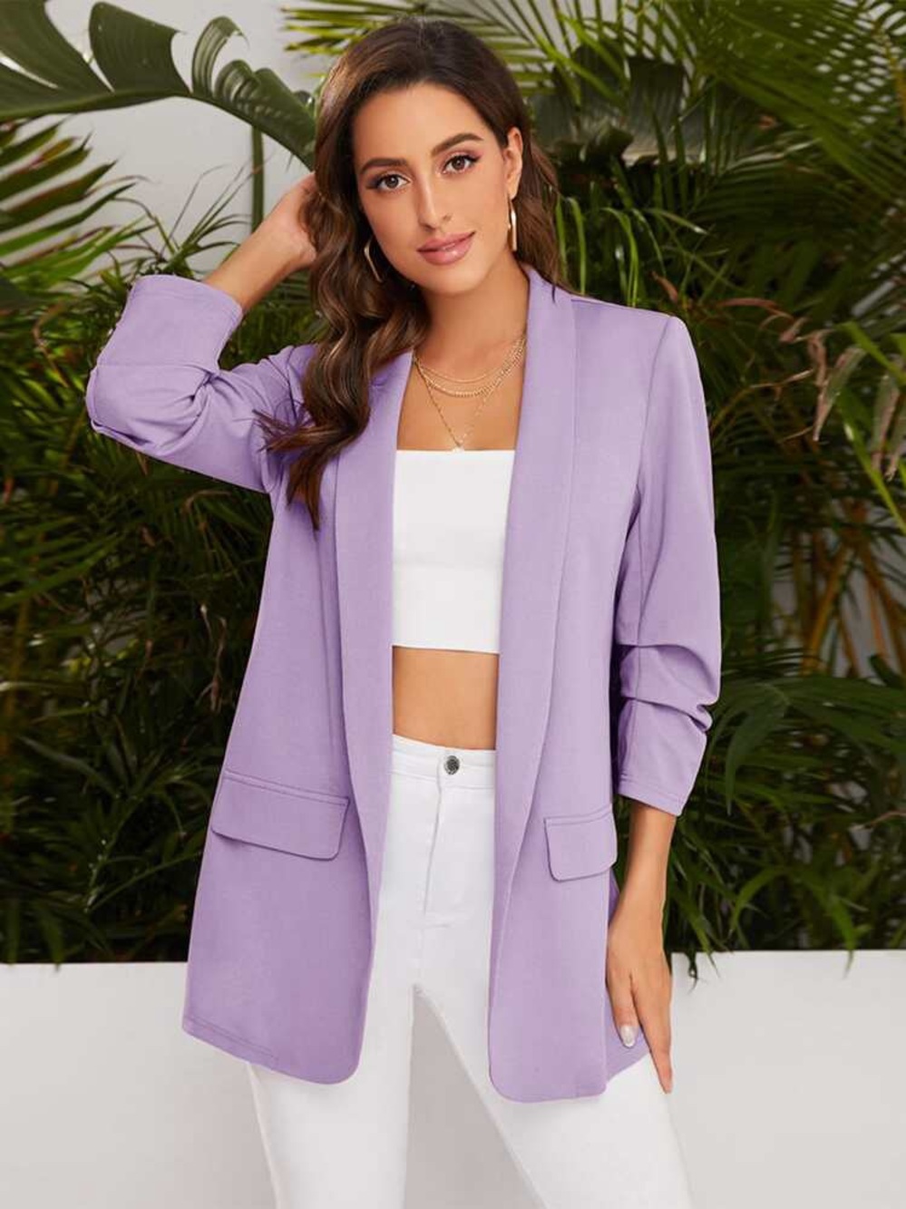 Urban Coco Lavender Purple Open Front Blazer Jacket Size M